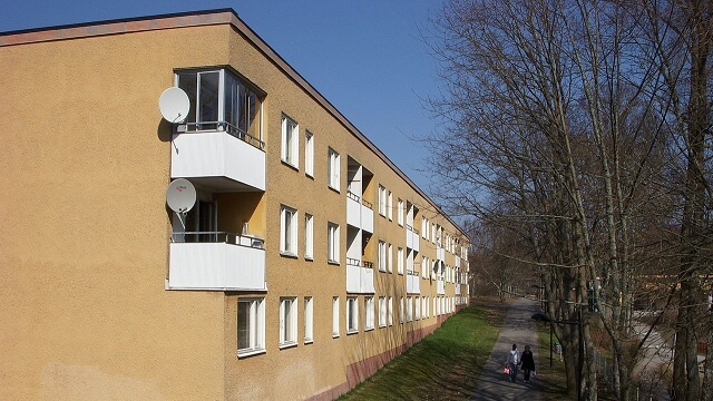 fasad balkonger bostad parabol