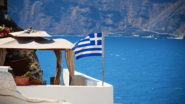 grekland flagga santorini