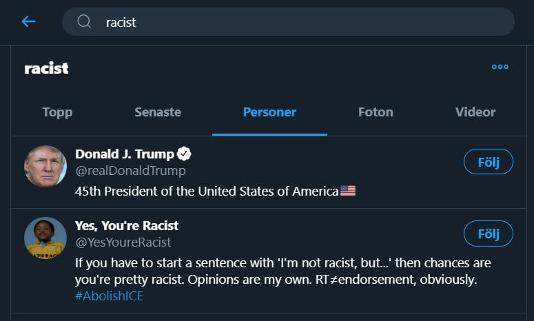 trump twitter racist