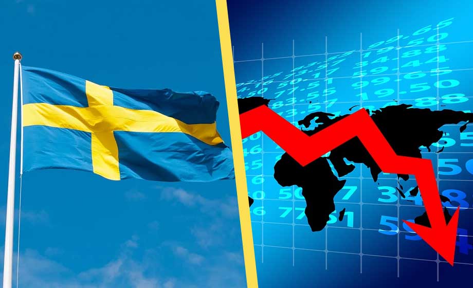 svensk-flagga-sverige-nedgång-krasch-minskning-börsen