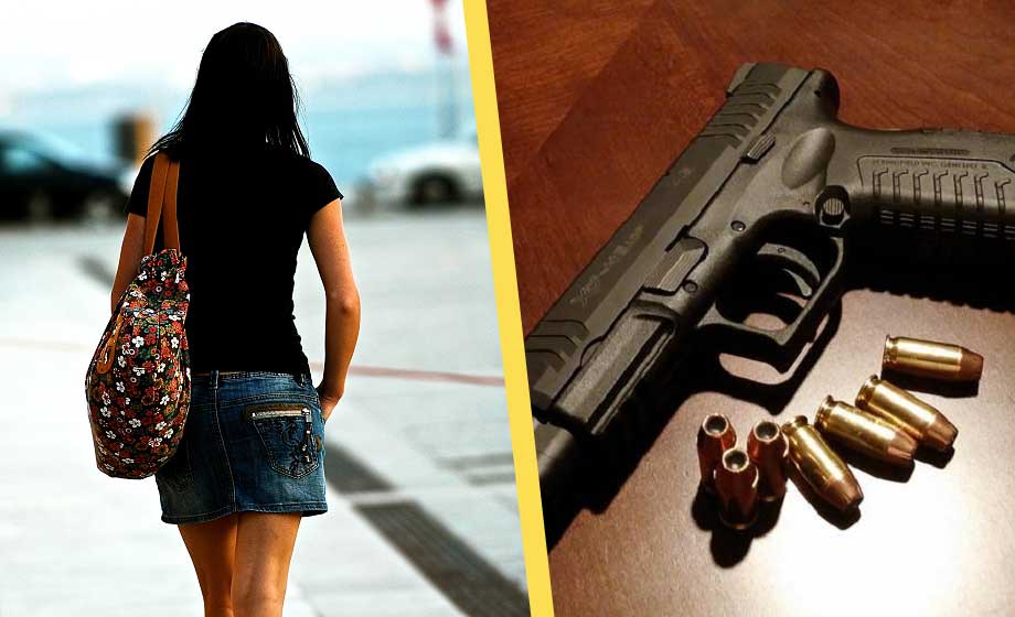 kvinna-vapen-pistol-ammunition-kulor