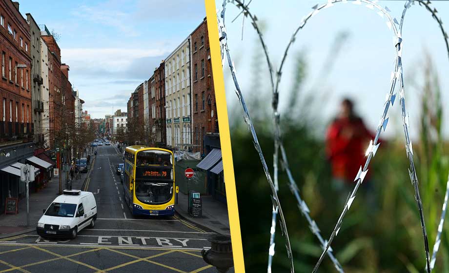 dublin-irland-taggtråd-stängsel-migrant