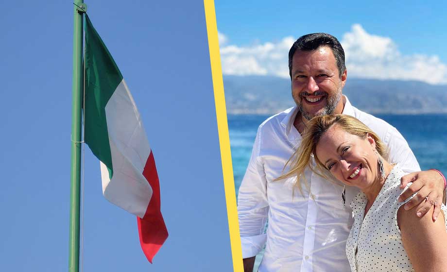 matteo-salvini-giorgia-meloni-italien-italiensk-flagga