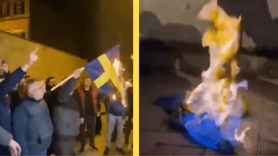 turkar branner svensk flagga