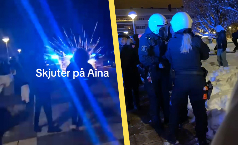 VIDEO: Polisen attackeras med fyrverkerier på nyårsafton