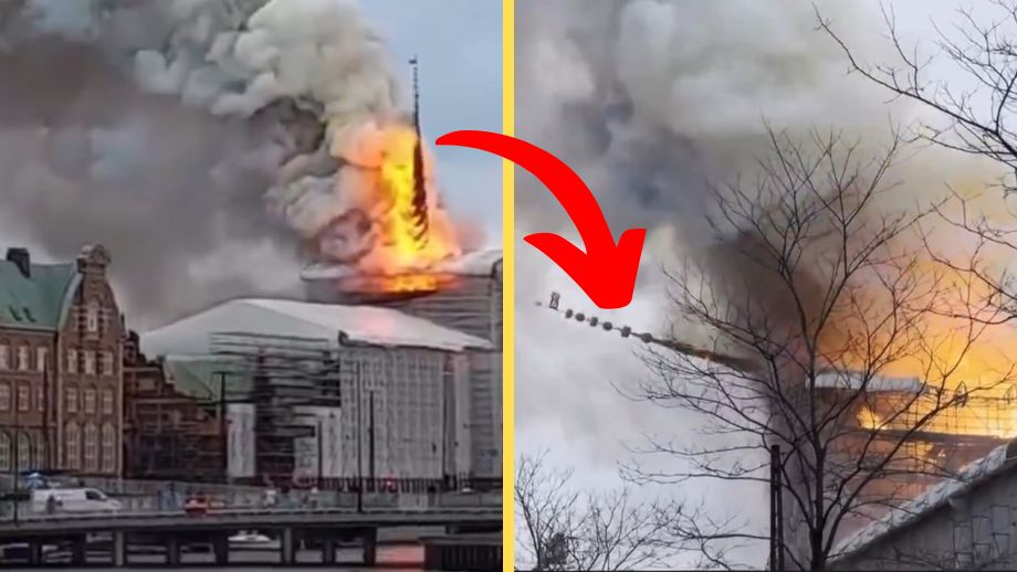 Artikelbild för artikeln: VIDEO: Historisk byggnad brinner i Köpenhamn