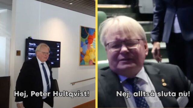 Artikelbild för artikeln: VIDEO: Peter Hultqvist (S) konfronteras om Nato-svängning - "Jag pratar inte med nån högerextremist"